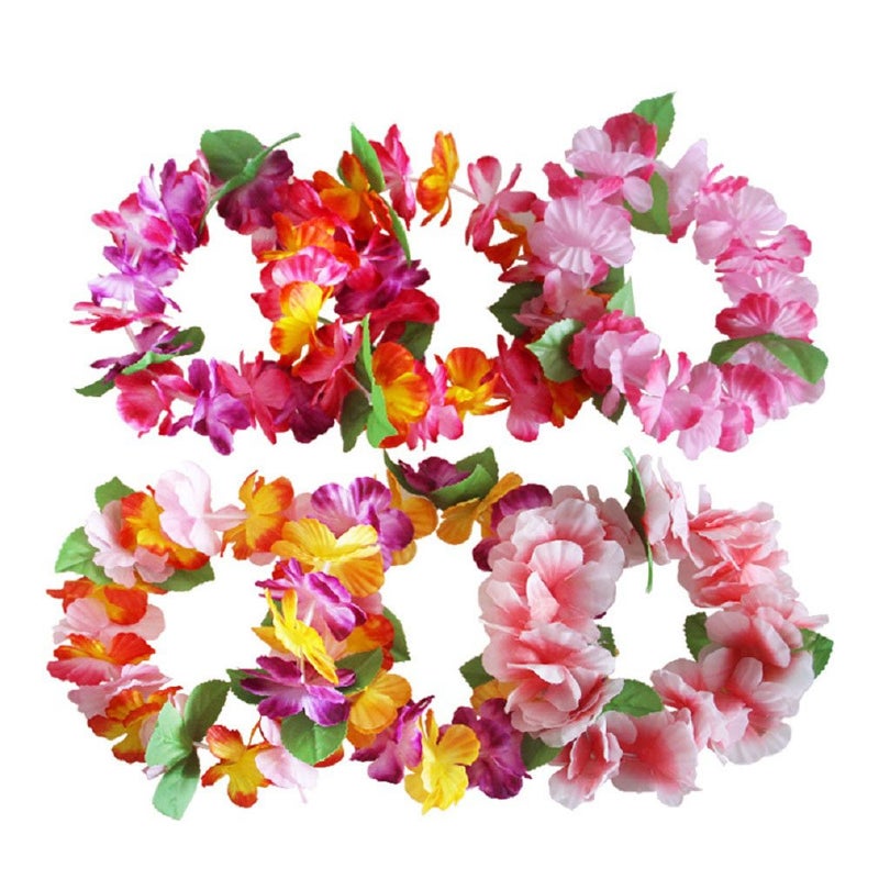 BPNHNA 6PCS Hawaiian Wreaths Headband Tropical Luau Flower Headpiece Leis, Thicker Floral Crown for Summer Beach Pool Party Decorations Favors Supplies - Image 1